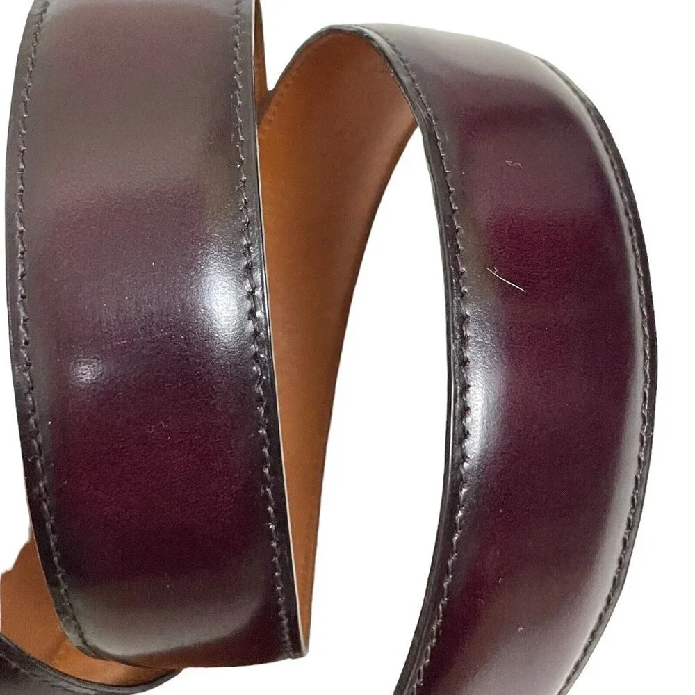 Bally Men's Designer Belt Sz 38 Loafer Brush Off Whiskey‎ Brown Leather